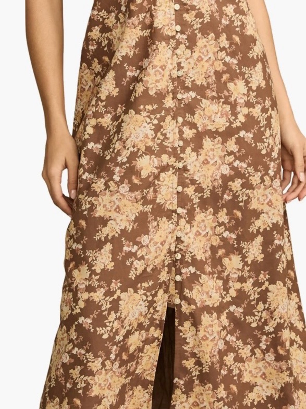 Lucky Brand Brown Floral Maxi Dress with Yellow & Cream Flowers - Picture 11 of 11
